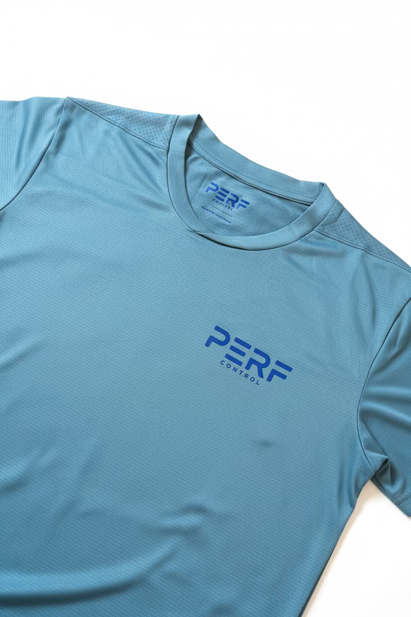 T-SHIRT TECHNIQUE MIXTE — BLEU