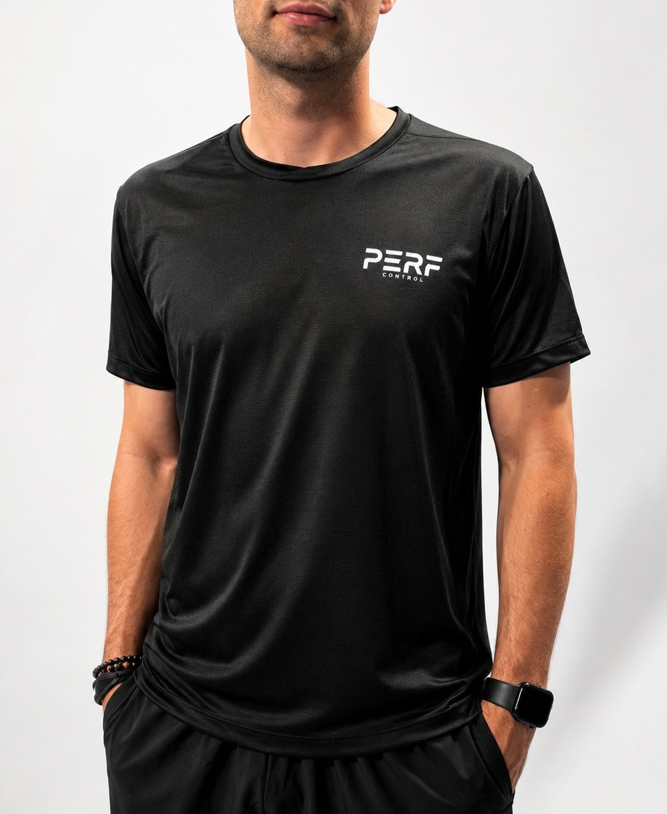 T-SHIRT TECHNIQUE HOMME — NOIR
