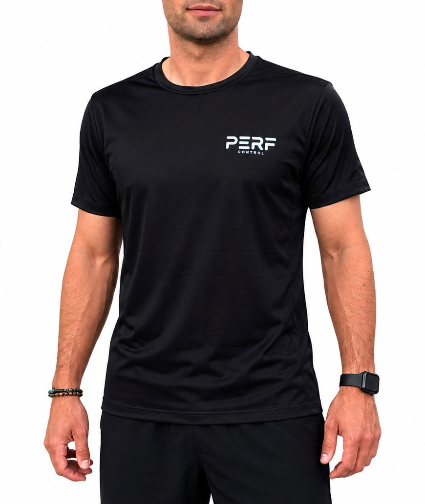 T-SHIRT TECHNIQUE HOMME — NOIR