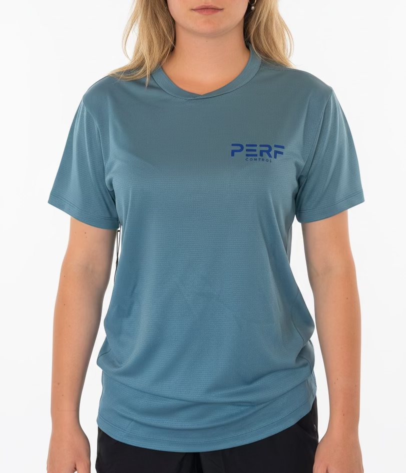 T-SHIRT TECHNIQUE MIXTE — BLEU