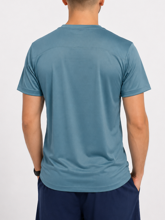T-SHIRT TECHNIQUE MIXTE — BLEU